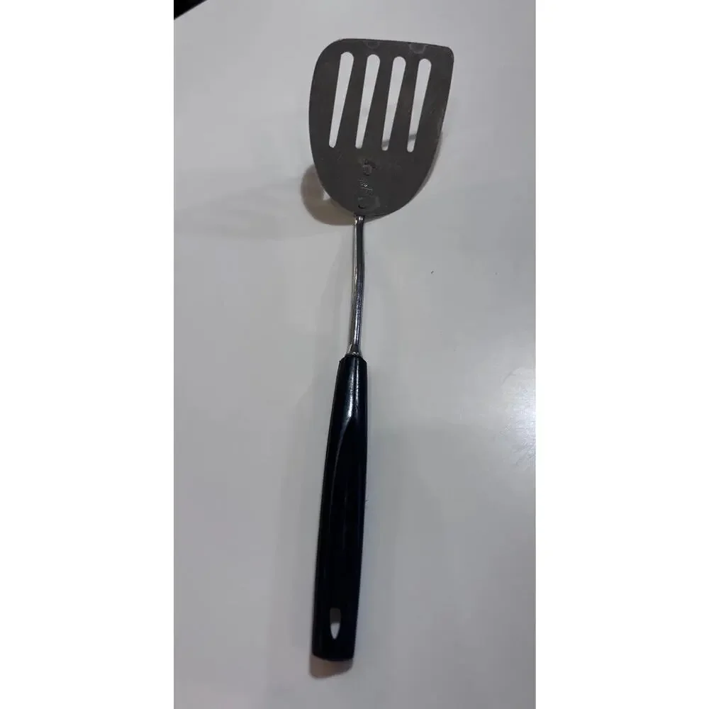 Vintage Ekco Long Angled Spatula Turner Slotted USA Black Handle 10.5